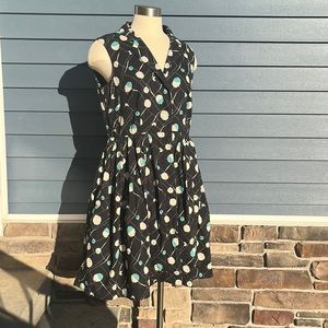 Emily + Fin Blue flower button down front dress